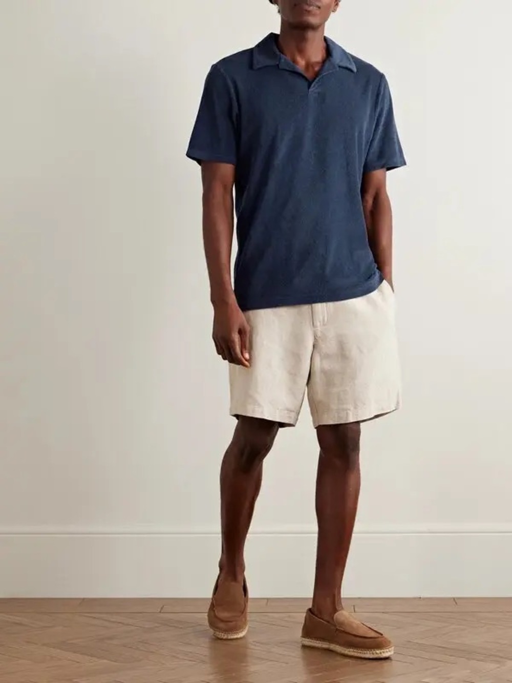FRESCOBOL CARIOCA Faustino Camp-Collar Cotton Lyocell Linen-Blend Terry Polo Shi